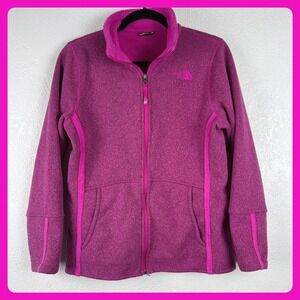 The North Face Girls Kids Pink Fleece‎ Zip Up Jacket Size XL See Description